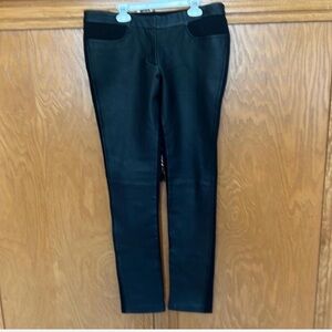 My Tribe black leather front straight leg pants M